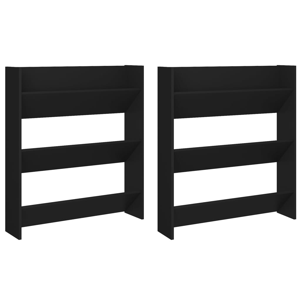 Wandschoenenkasten 2 St 80X18X90 Cm Spaanplaat Zwart