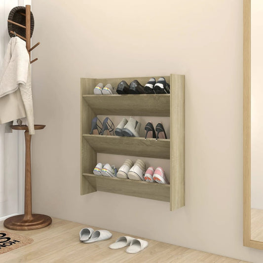 Wandschoenenkast 80X18X90 Cm Spaanplaat Sonoma Eikenkleurig