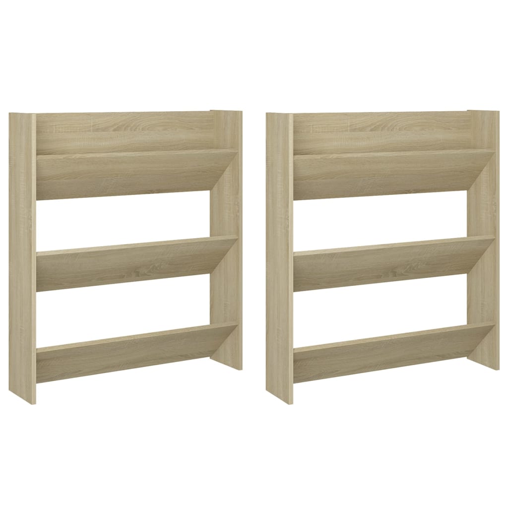 Wandschoenenkasten 2 St 80X18X90 Cm Spaanplaat Sonoma Eiken