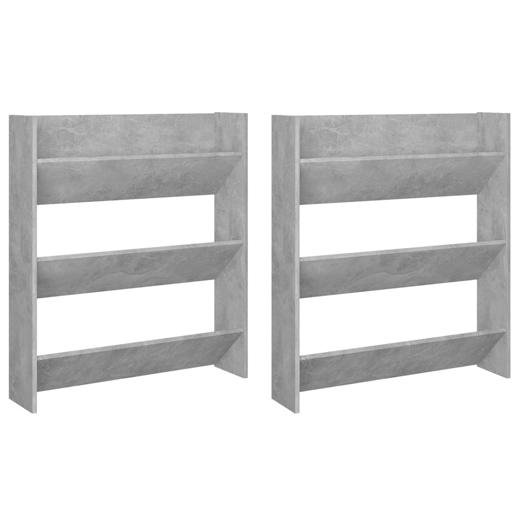 Wandschoenenkasten 2 St 80X18X90 Cm Spaanplaat Betongrijs