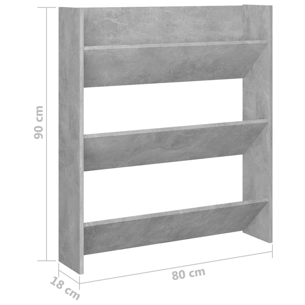 Wandschoenenkasten 2 St 80X18X90 Cm Spaanplaat Betongrijs
