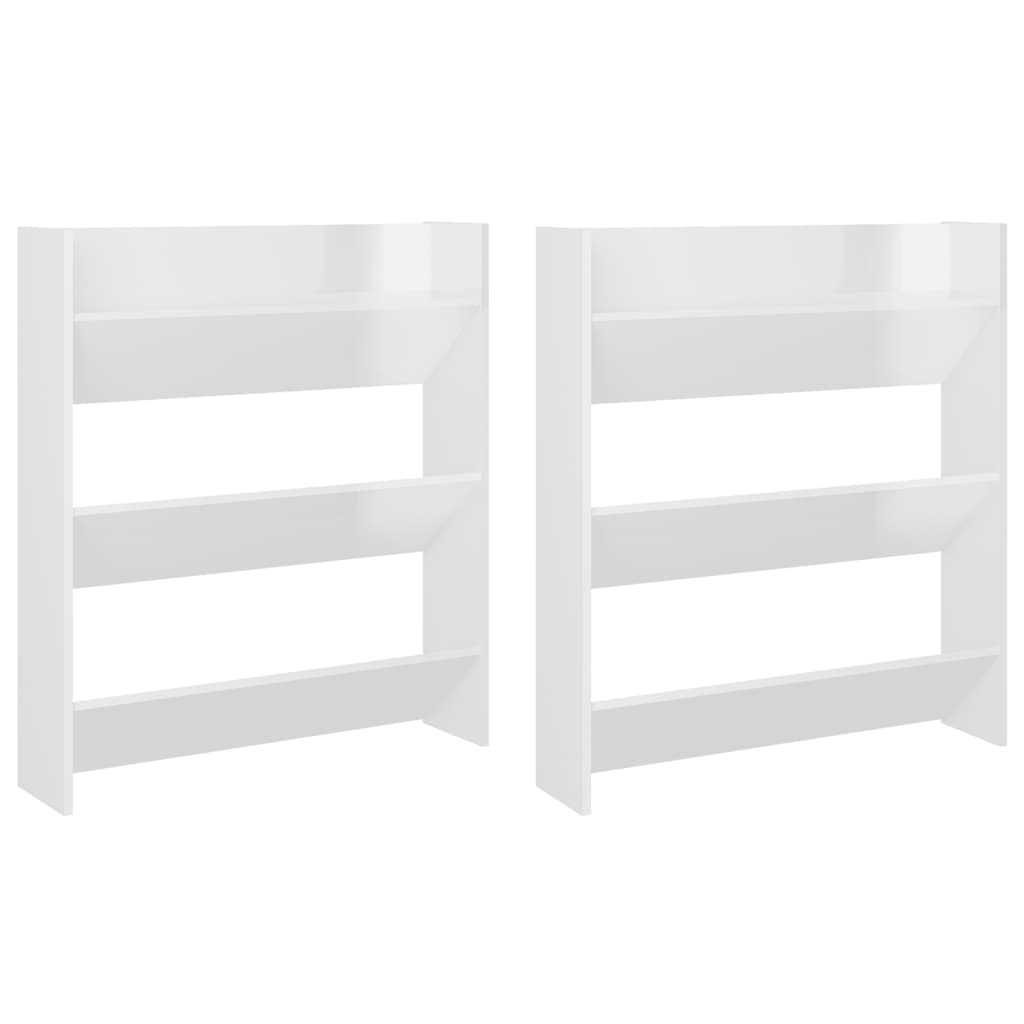 Wandschoenenkasten 2 St 80X18X90 Cm Spaanplaat Hoogglans Wit