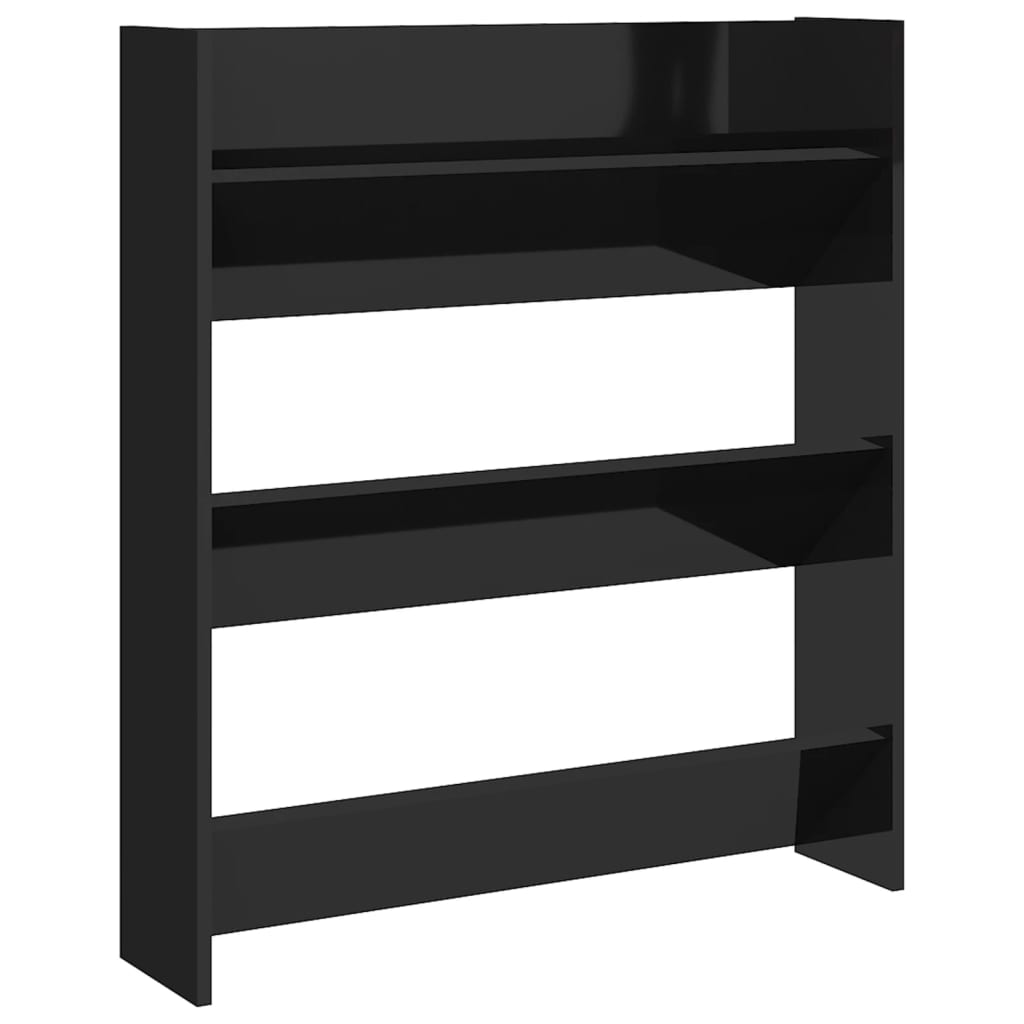 Wandschoenenkasten 2 St 80X18X90 Cm Spaanplaat Hoogglans Zwart