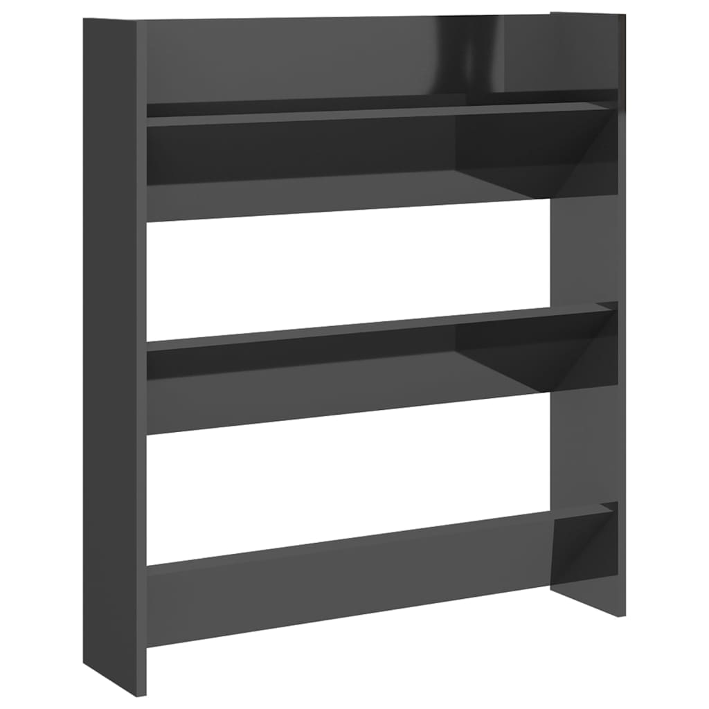 Wandschoenenkast 80X18X90 Cm Spaanplaat Hoogglans Grijs