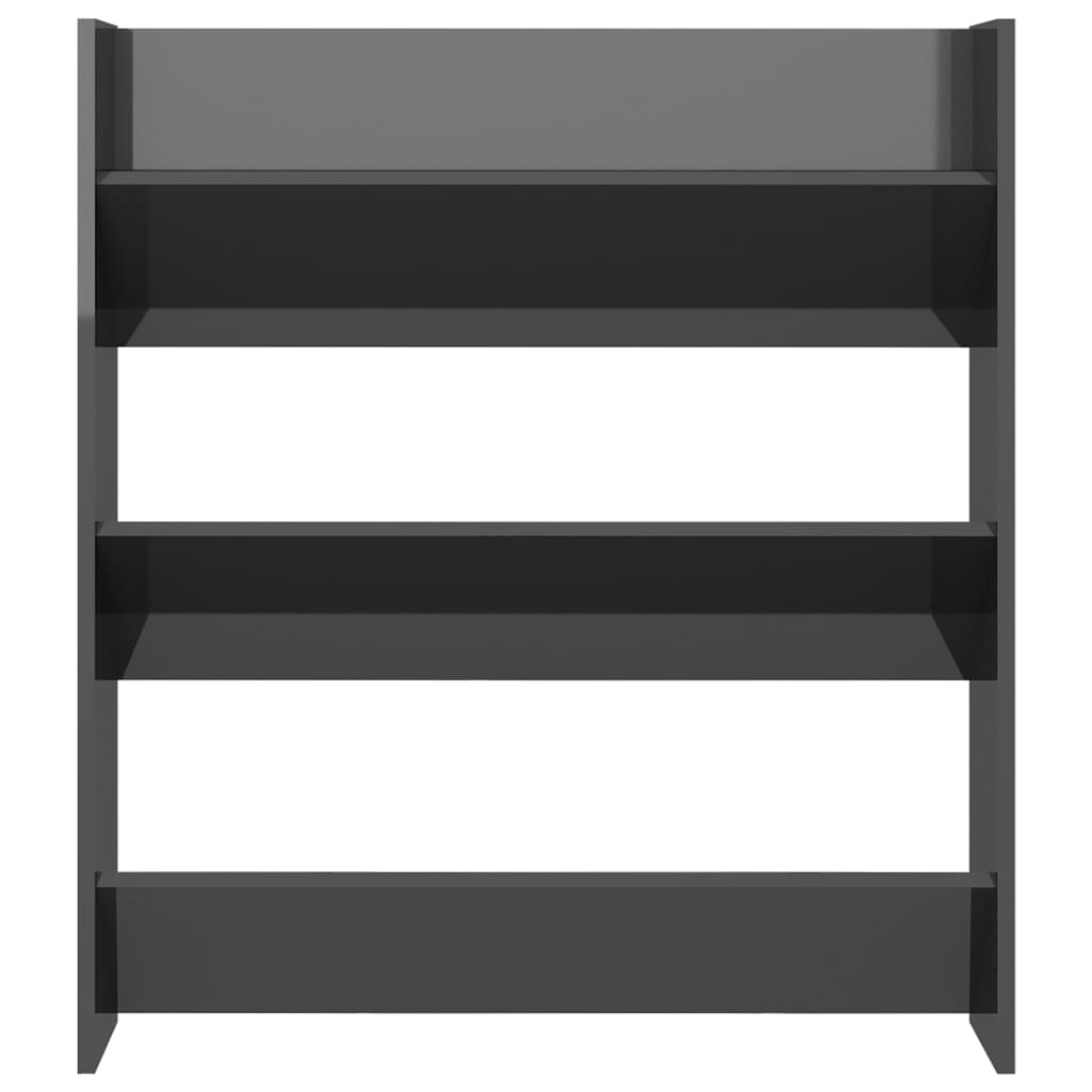 Wandschoenenkast 80X18X90 Cm Spaanplaat Hoogglans Grijs