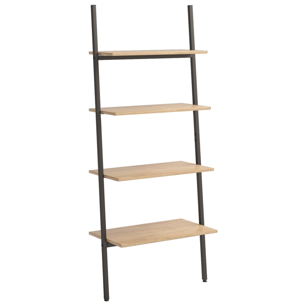 Ladderrek Met 4 Schappen 64X34X150,5 Cm Lichtbruin En Zwart