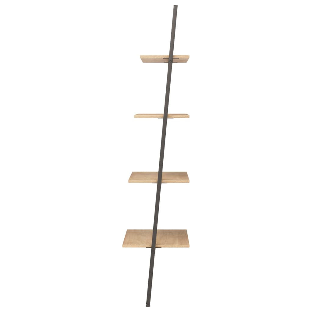 Ladderrek Met 4 Schappen 64X34X150,5 Cm Lichtbruin En Zwart