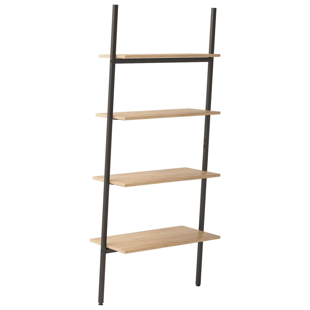 Ladderrek Met 4 Schappen 64X34X150,5 Cm Lichtbruin En Zwart
