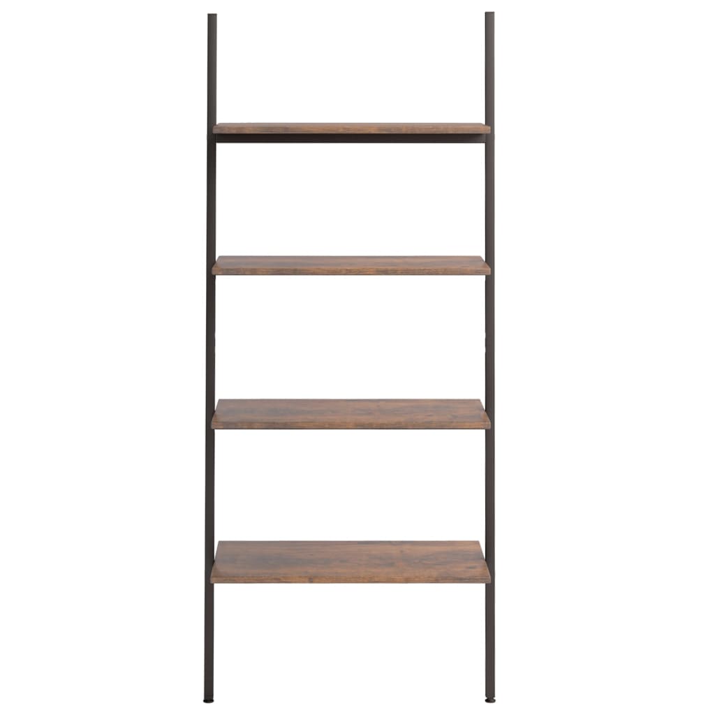 Ladderrek Met 4 Schappen 64X34X150,5 Cm Donkerbruin En Zwart