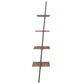 Ladderrek Met 4 Schappen 64X34X150,5 Cm Donkerbruin En Zwart