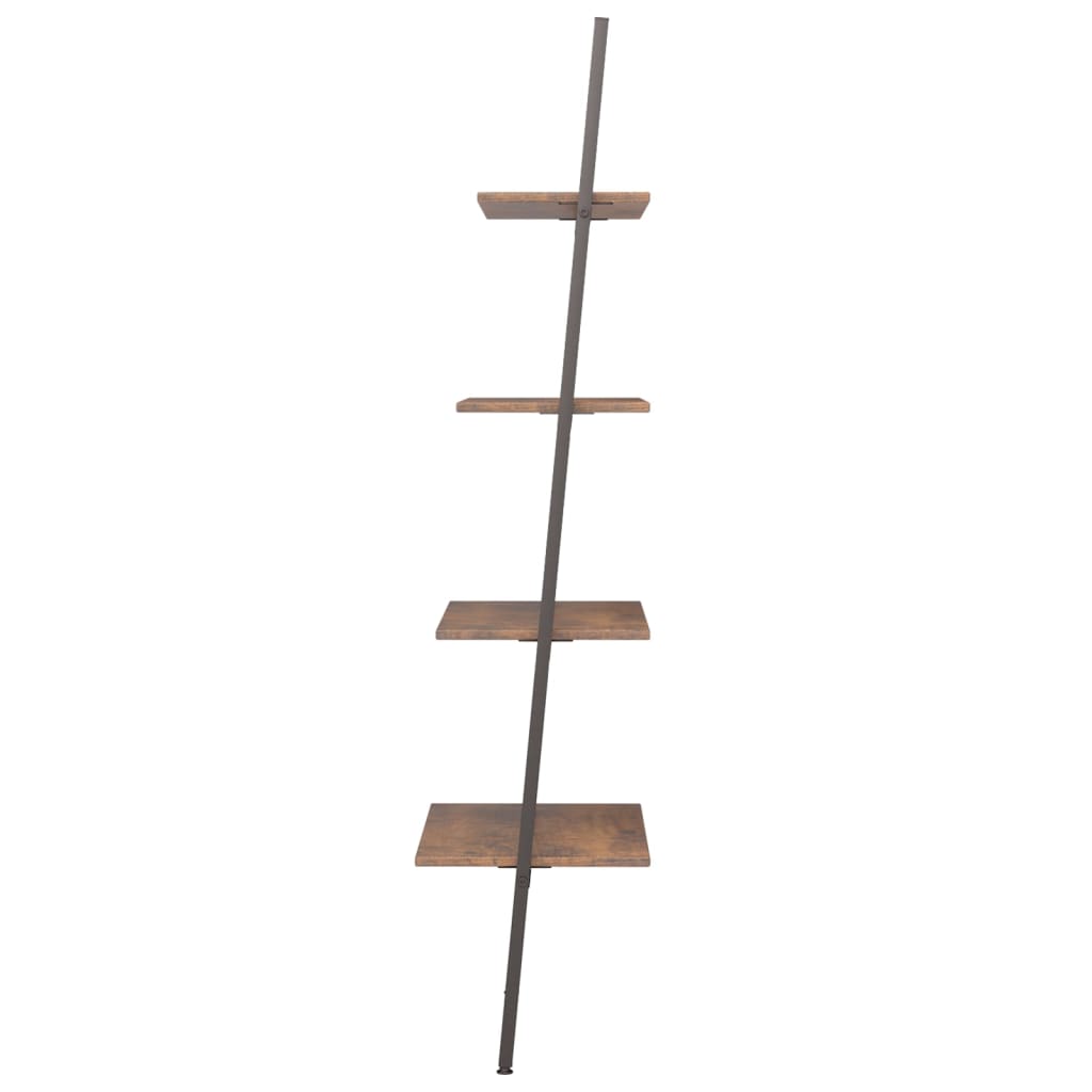 Ladderrek Met 4 Schappen 64X34X150,5 Cm Donkerbruin En Zwart