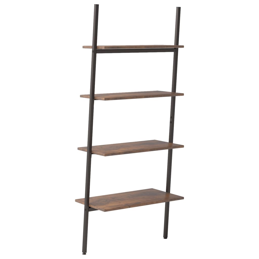 Ladderrek Met 4 Schappen 64X34X150,5 Cm Donkerbruin En Zwart
