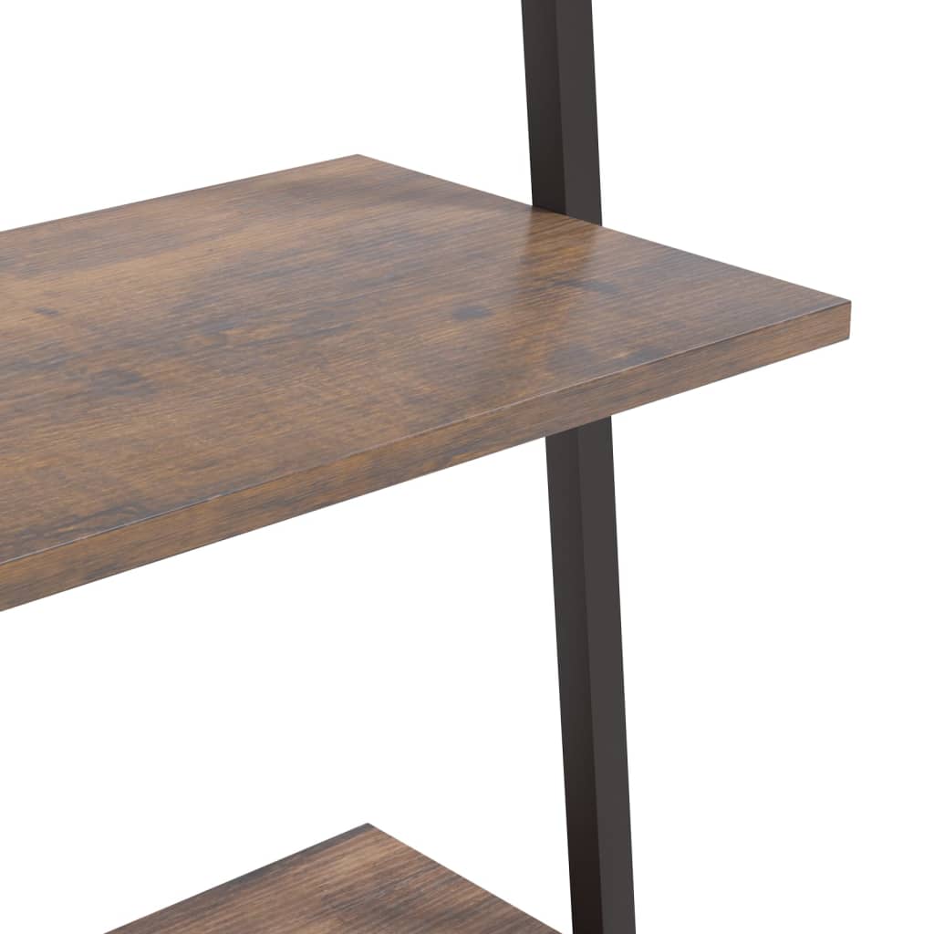 Ladderrek Met 4 Schappen 64X34X150,5 Cm Donkerbruin En Zwart