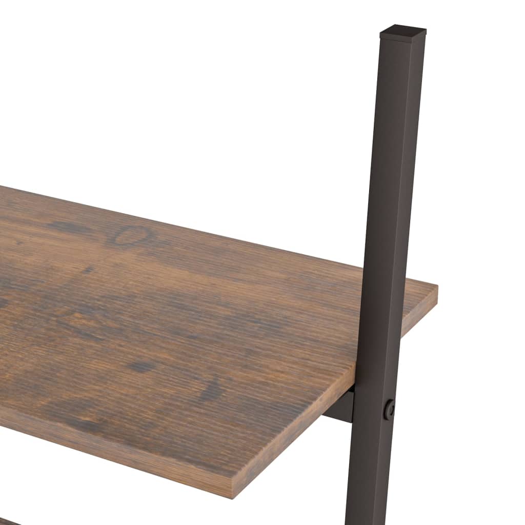 Ladderrek Met 4 Schappen 64X34X150,5 Cm Donkerbruin En Zwart