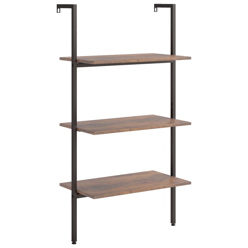 Ladderrek Met 3 Schappen 64X35X120,5 Cm Donkerbruin En Zwart