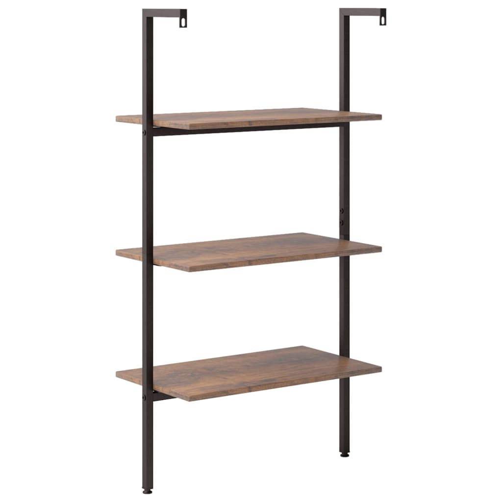 Ladderrek Met 3 Schappen 64X35X120,5 Cm Donkerbruin En Zwart