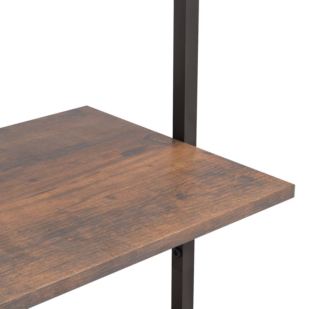 Ladderrek Met 3 Schappen 64X35X120,5 Cm Donkerbruin En Zwart