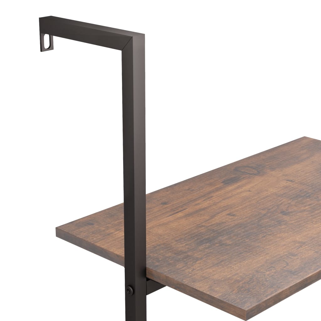 Ladderrek Met 3 Schappen 64X35X120,5 Cm Donkerbruin En Zwart
