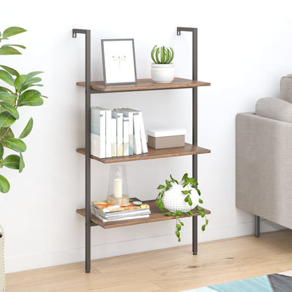 Ladderrek Met 3 Schappen 64X35X120,5 Cm Donkerbruin En Zwart