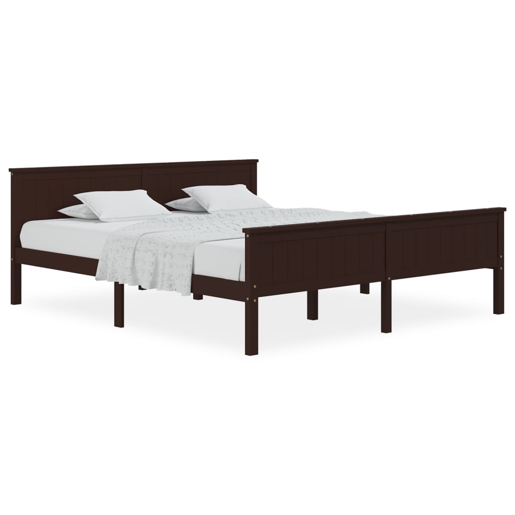 Bedframe Massief Grenenhout Donkerbruin 180X200 Cm