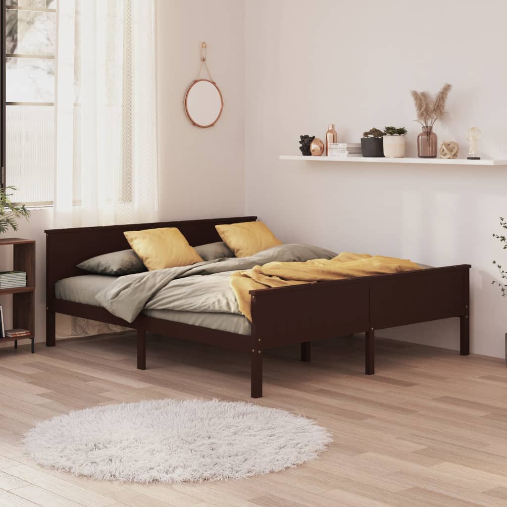 Bedframe Massief Grenenhout Donkerbruin 180X200 Cm
