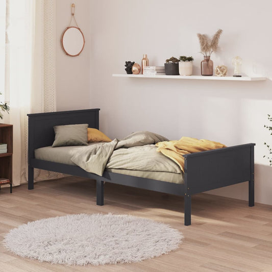Bedframe Massief Grenenhout Grijs 90X200 Cm