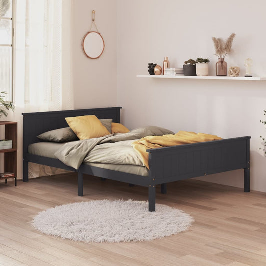 Bedframe Massief Grenenhout Grijs 120X200 Cm