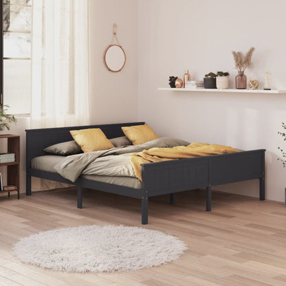 Bedframe Massief Grenenhout Grijs 180X200 Cm