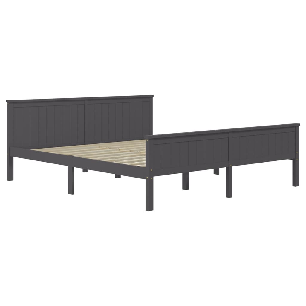 Bedframe Massief Grenenhout Grijs 200X200 Cm