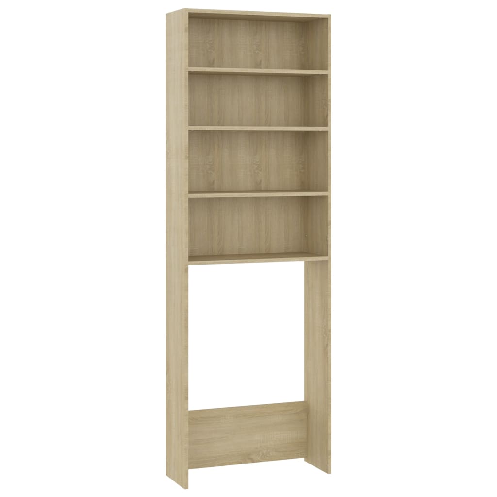 Wasmachinekast 64X24X190 Cm Wit En Sonoma Eikenkleurig