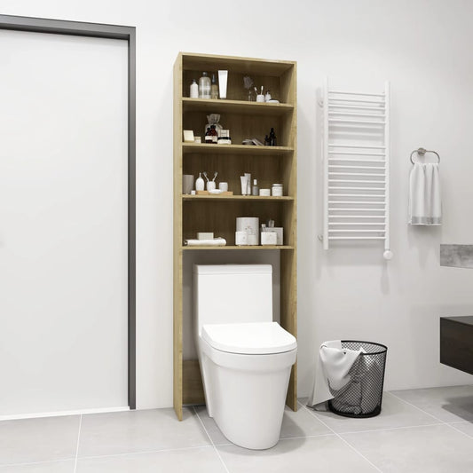 Wasmachinekast 64X24X190 Cm Wit En Sonoma Eikenkleurig