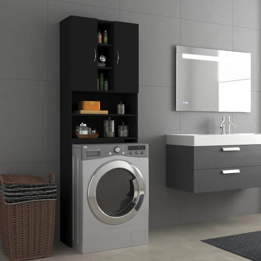 Wasmachinekast 64X25,5X190 Cm Zwart