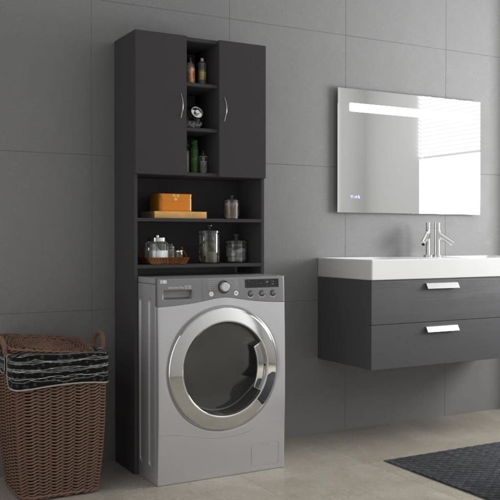 Wasmachinekast 64X25,5X190 Cm Grijs