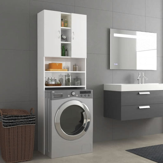 Wasmachinekast 64X25,5X190 Cm Hoogglans Wit