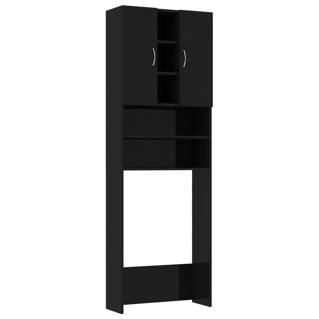 Wasmachinekast 64X25,5X190 Cm Hoogglans Zwart
