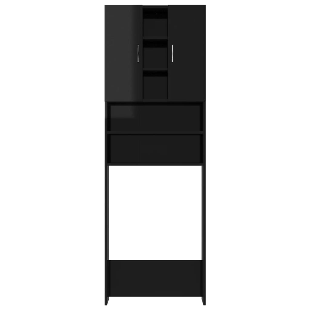 Wasmachinekast 64X25,5X190 Cm Hoogglans Zwart