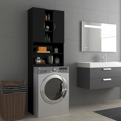 Wasmachinekast 64X25,5X190 Cm Hoogglans Zwart