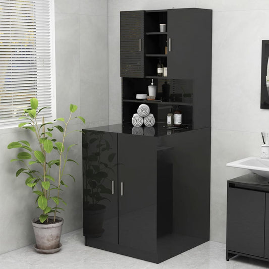 Wasmachinekast 70,5X25,5X90 Cm Hoogglans Zwart