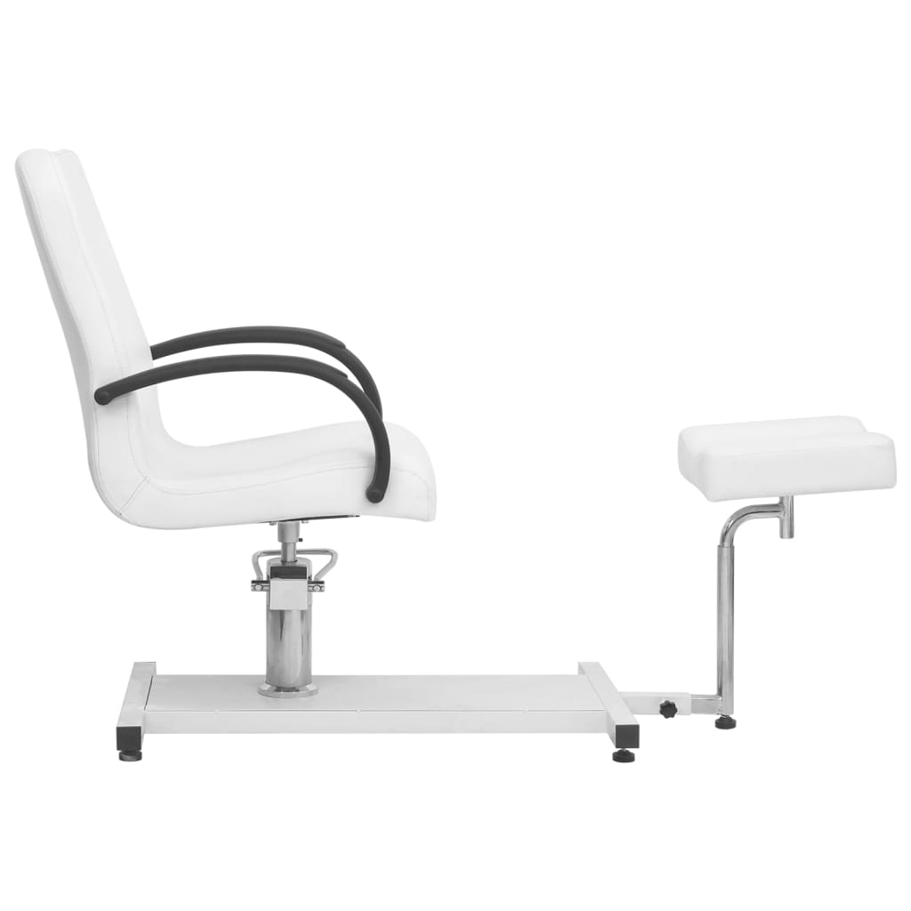 Salonstoel Met Voetenbankje 127X60X98 Cm Kunstleer Wit