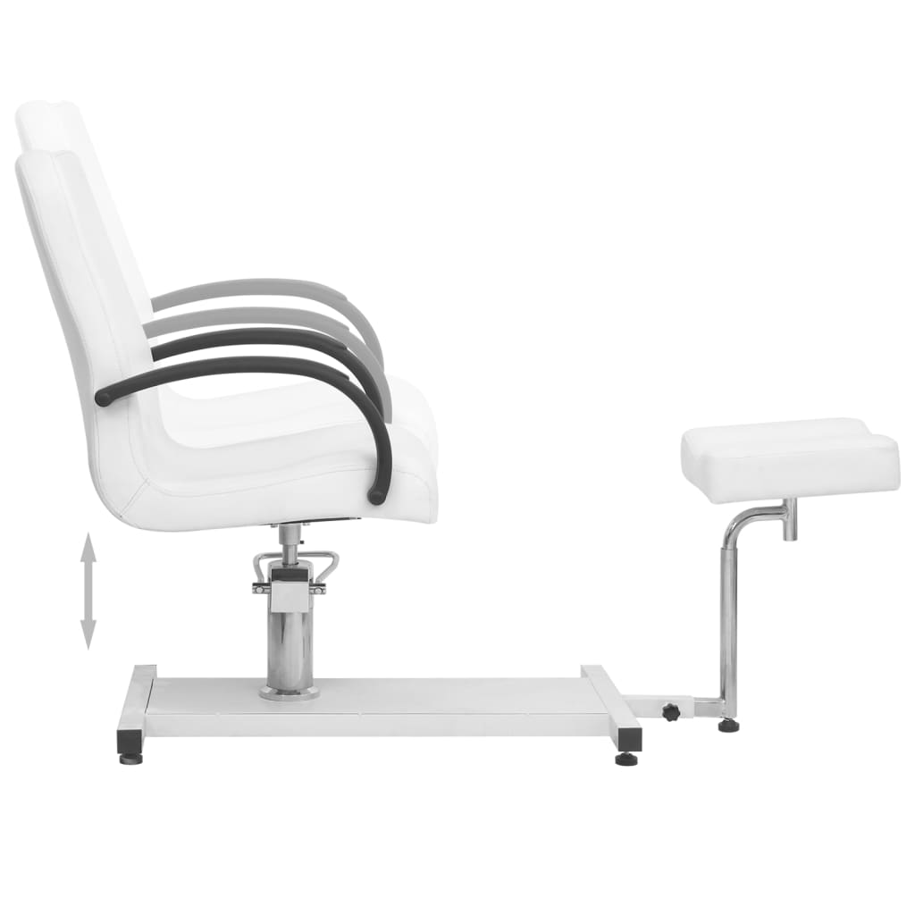 Salonstoel Met Voetenbankje 127X60X98 Cm Kunstleer Wit