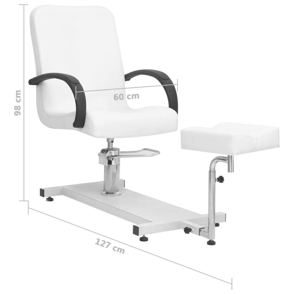 Salonstoel Met Voetenbankje 127X60X98 Cm Kunstleer Wit