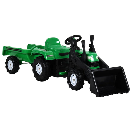 Traptractor Met Aanhanger En Graver Groen En Zwart