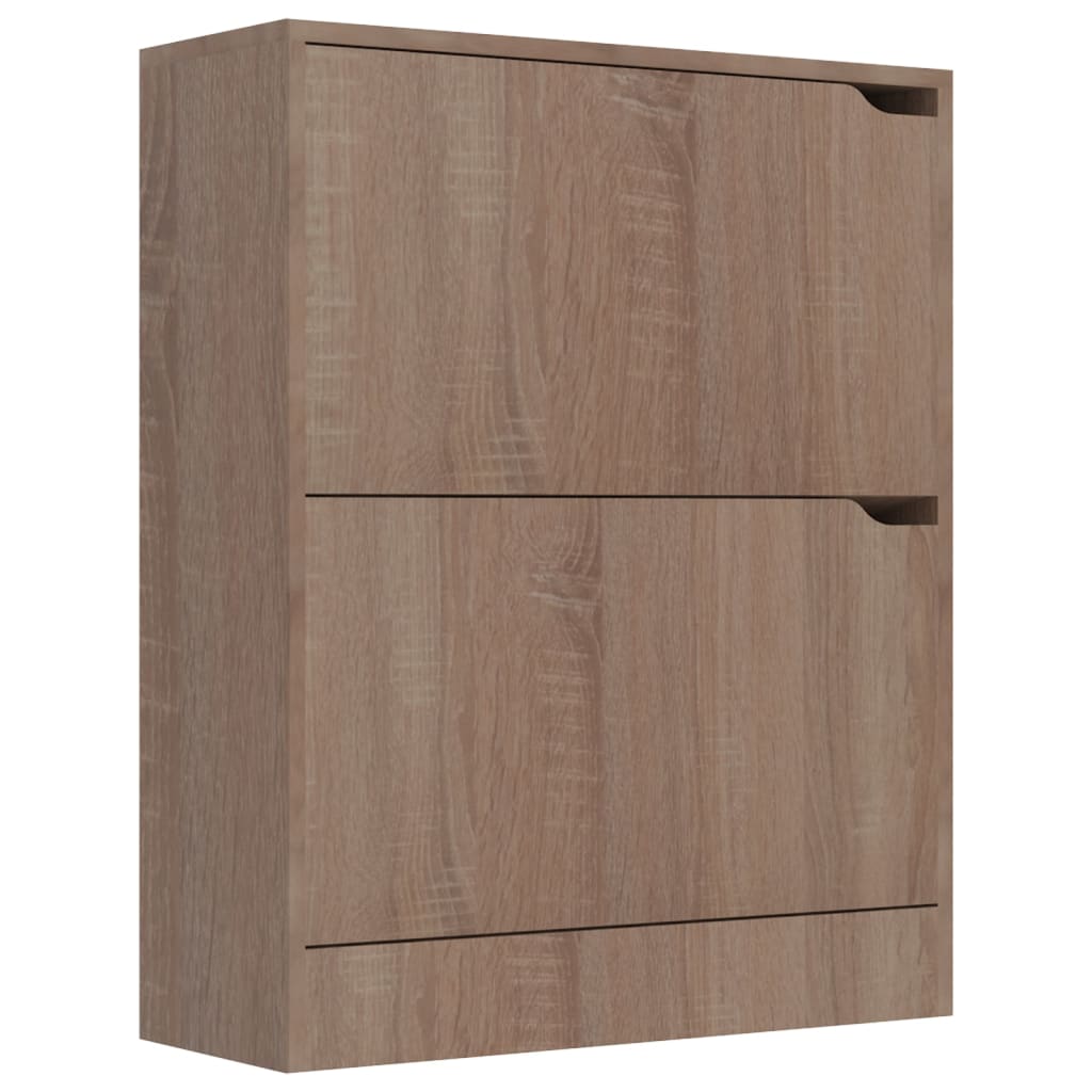 Schoenenkast 2 Deuren 59X24X74 Cm Spaanplaat Sonoma Eikenkleur