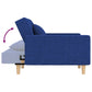Slaapbank 2-Zits Met 2 Kussens En Voetenbank Stof Blauw