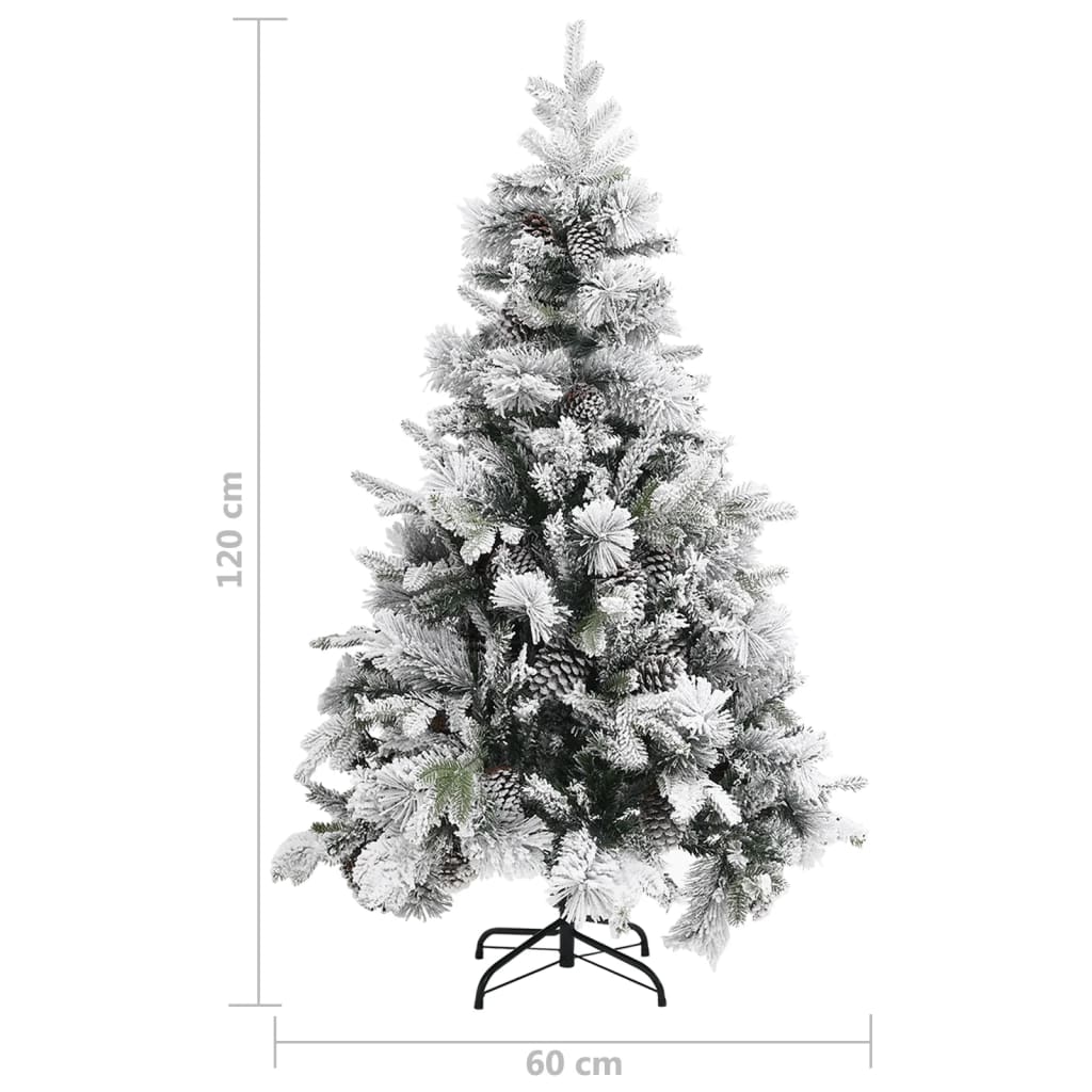 Kerstboom Met Dennenappels En Sneeuw 120 Cm Pvc En Pe