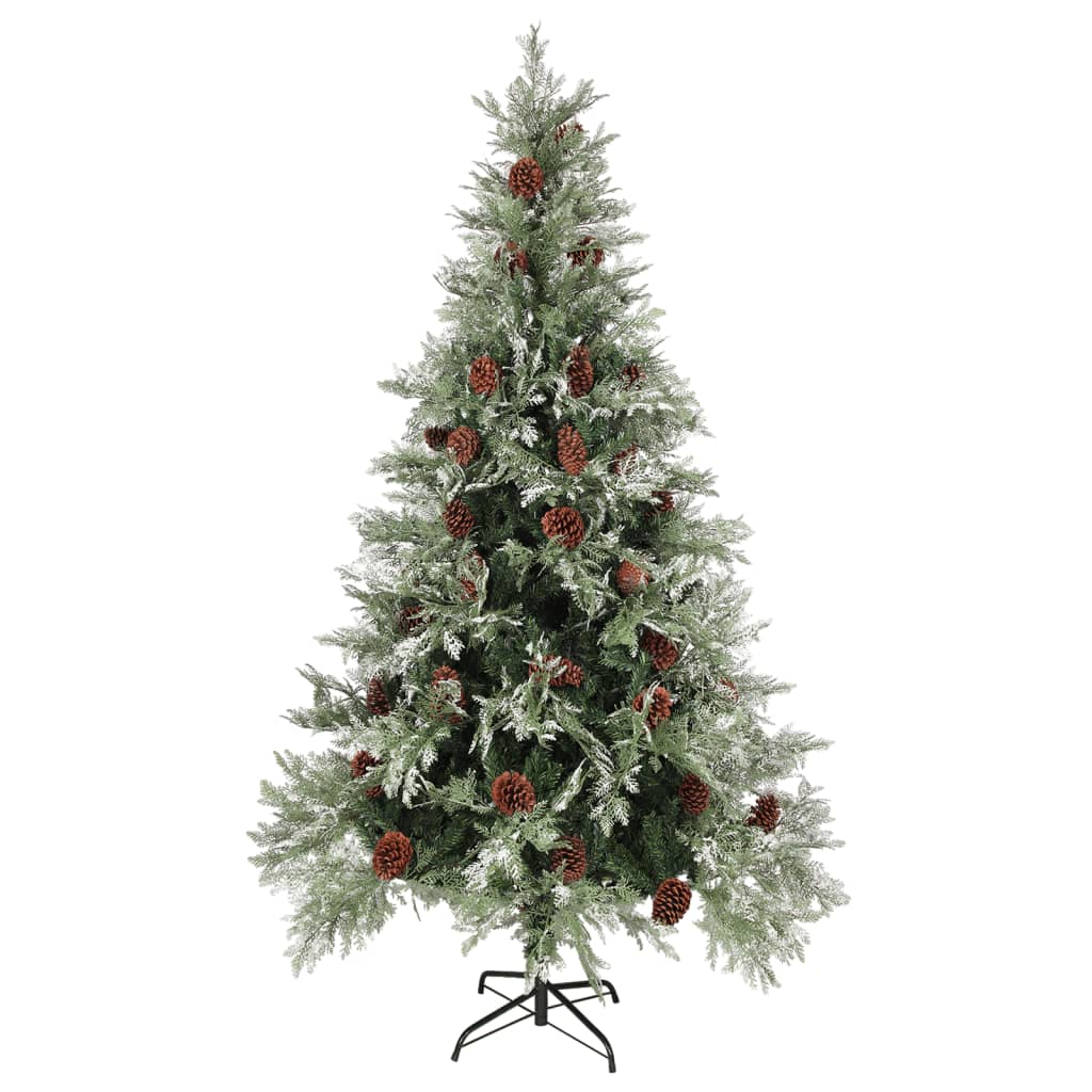 Kerstboom Met Dennenappels 195 Cm Pvc En Pe Groen En Wit