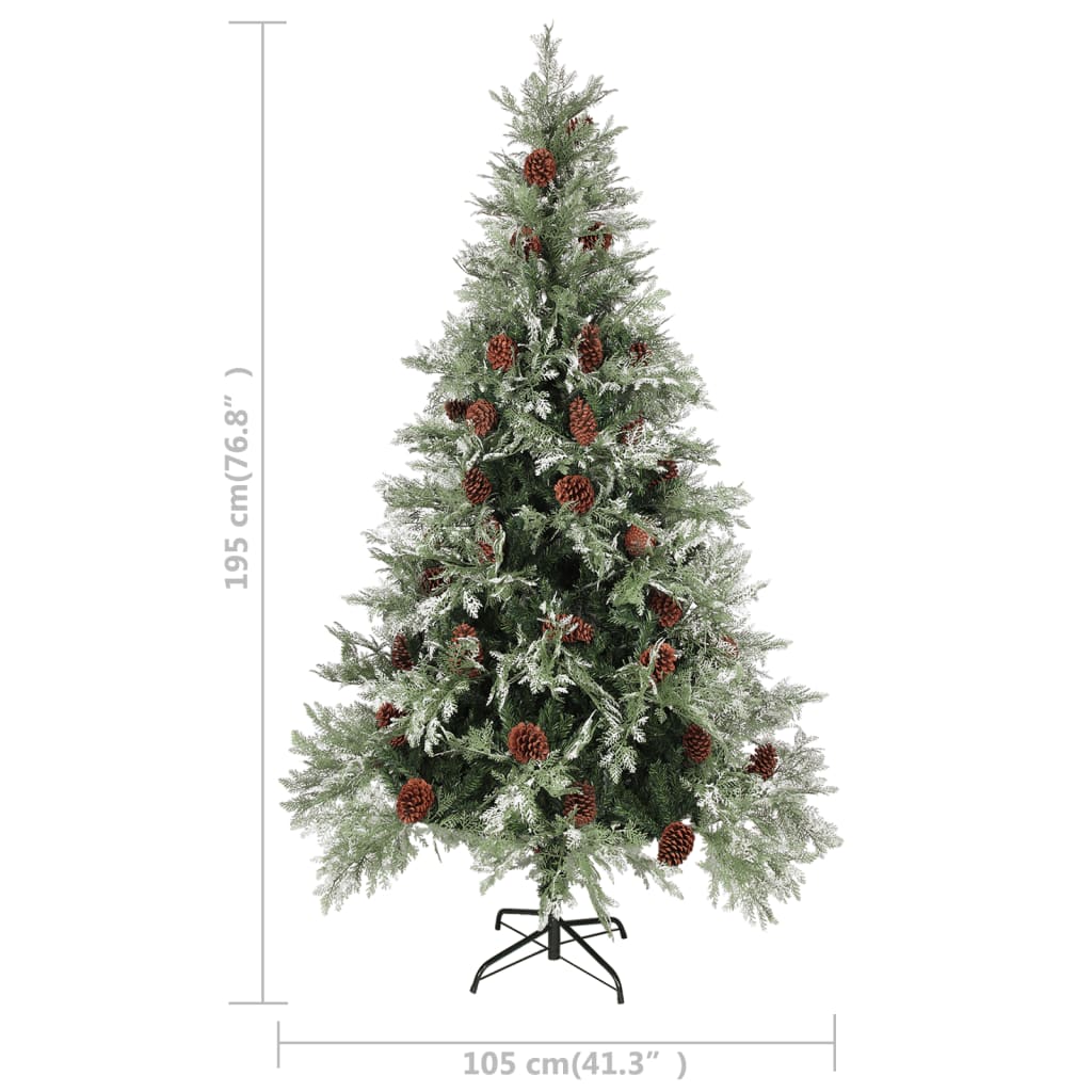 Kerstboom Met Dennenappels 195 Cm Pvc En Pe Groen En Wit