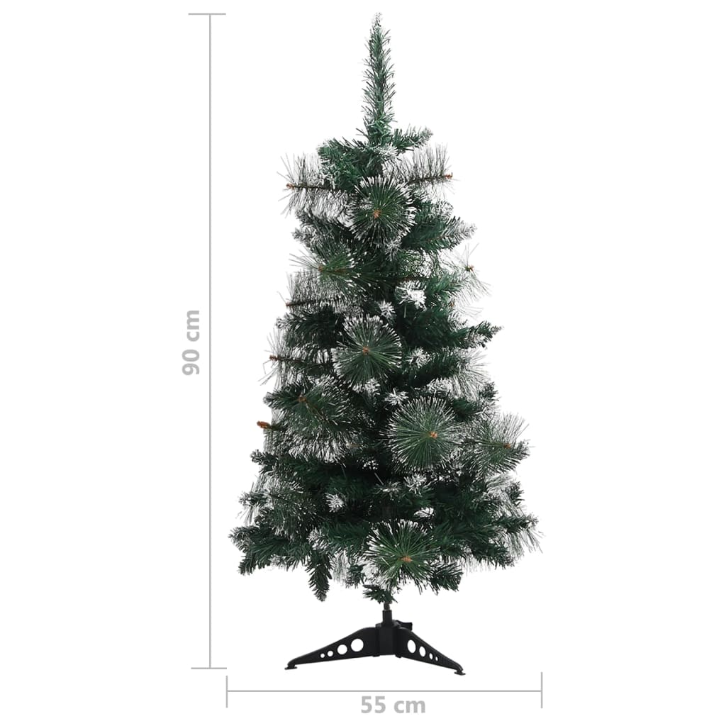 Kunstkerstboom Met Standaard 90 Cm Pvc Groen En Wit