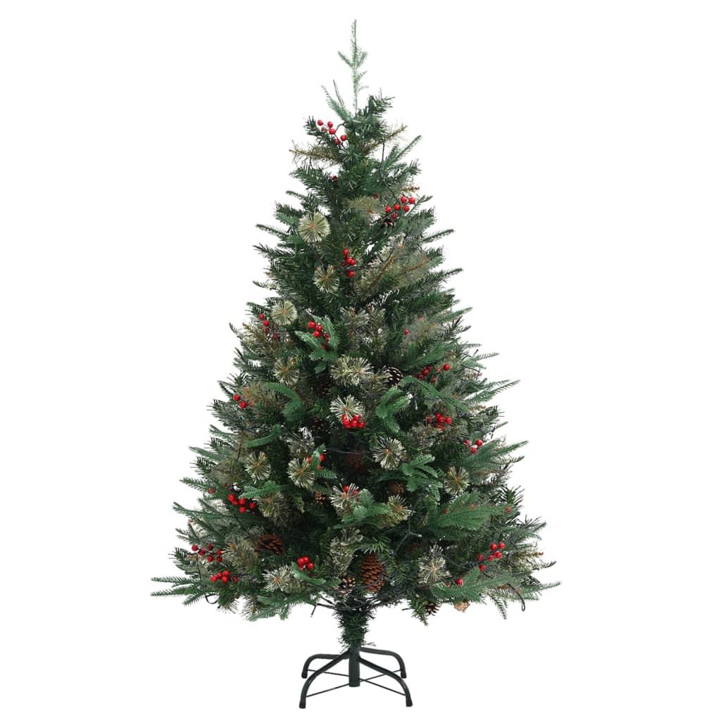 Kerstboom Met Led's En Dennenappels 120 Cm Pvc En Pe Groen