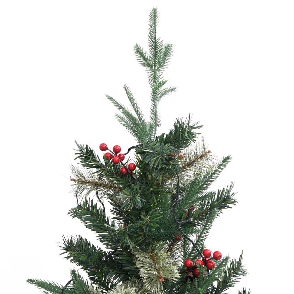 Kerstboom Met Led's En Dennenappels 120 Cm Pvc En Pe Groen
